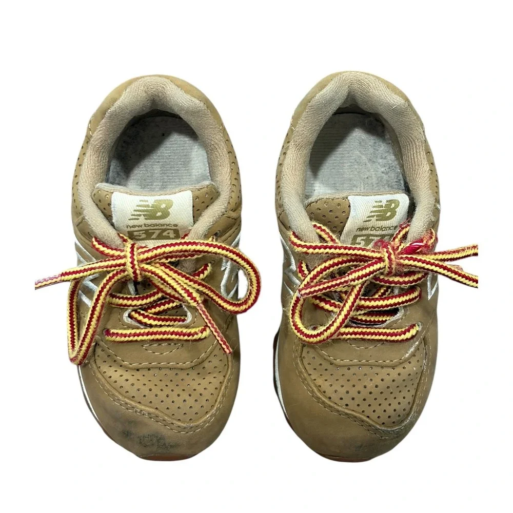 New Balance 574 Kids Toddlers Sneakers Tan Leather Low Top Shoes Size‎ 5